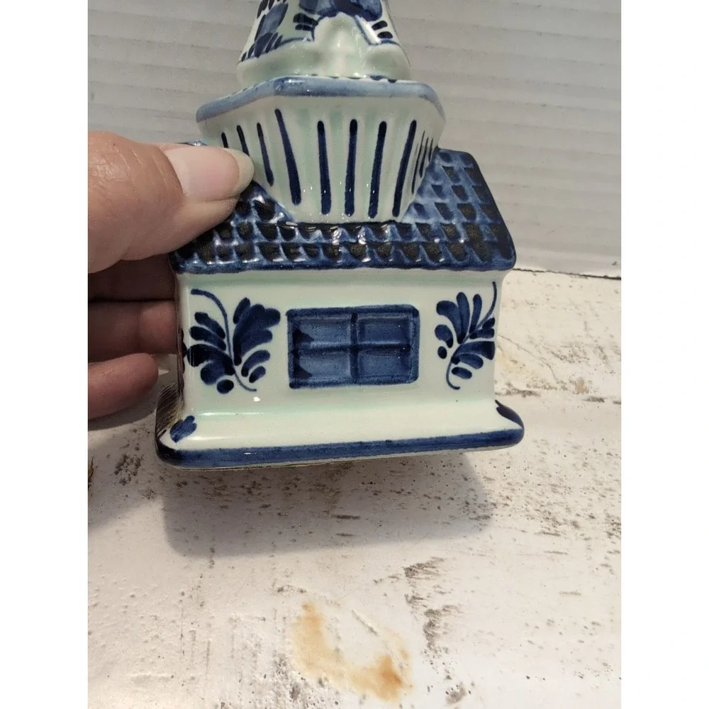Vtg DELFT BLUE Rotating Windmill Music Box #61 